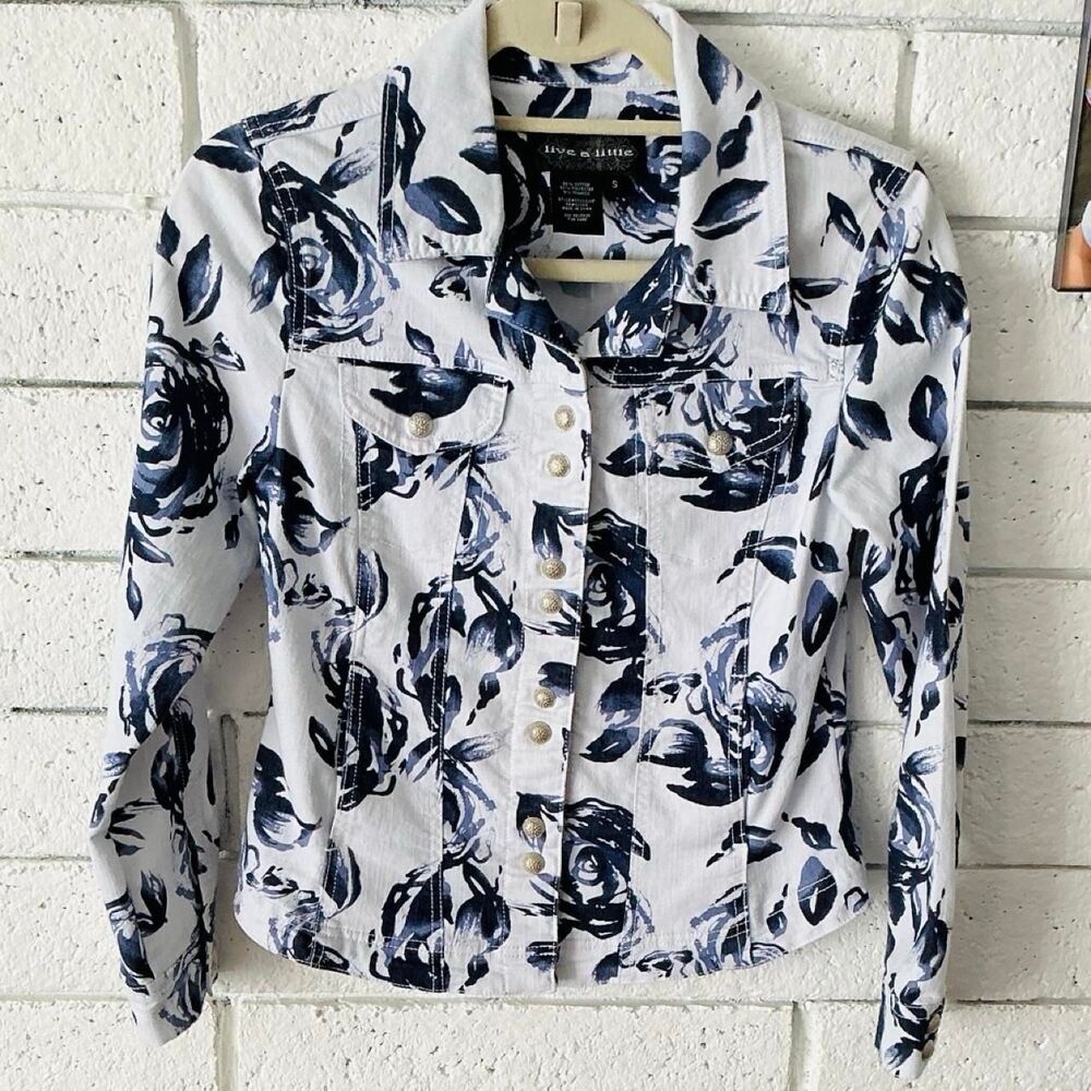 Live-a-little Women's Blue and White Jacket